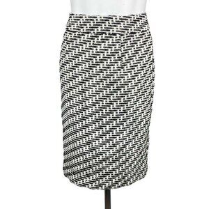 NWT IVANKA TRUMP Tweed Patterned Pencil Skirt Sz 8 Ivory White